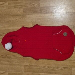 American Kennel Club Red Quilted Dog Hoodie with Pom Pom